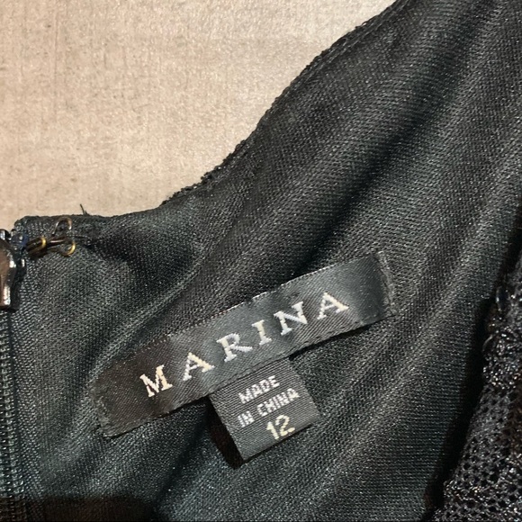 Marina Black Sequin Sleeveless lace Sheath Dress size 12 - Picture 5 of 8